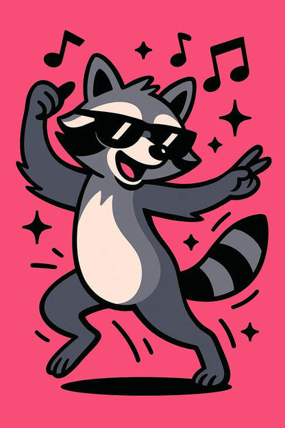 Example output from the Quirky Flat Vector Designs ChatGPT prompt: Racoon