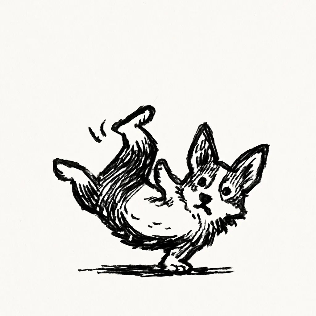 Example output from the Quirky Pen And Ink Sketch Doodles ChatGPT prompt: Dog Dancing