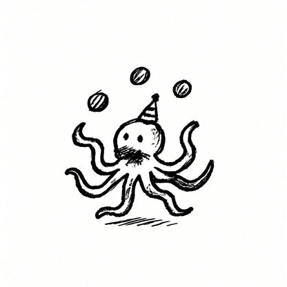 Example output from the Quirky Pen And Ink Sketch Doodles ChatGPT prompt: Octopus