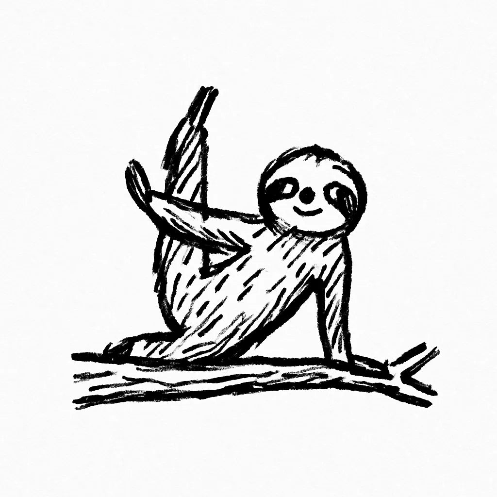 Example output from the Quirky Pen And Ink Sketch Doodles ChatGPT prompt: Sloth