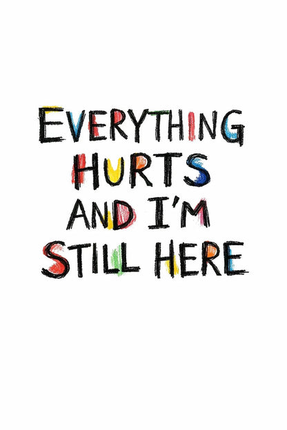 Example output from the Raw Art Brut Typography Poster ChatGPT prompt: Everything Hurts