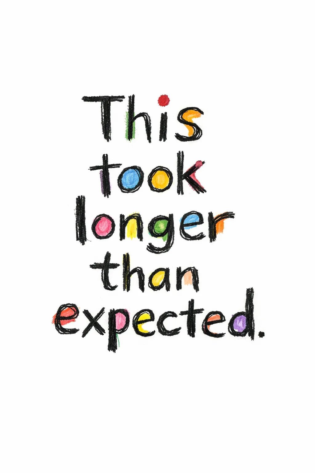 Example output from the Raw Art Brut Typography Poster ChatGPT prompt: This Took Longer