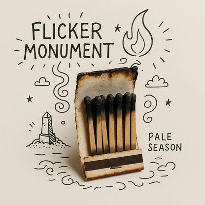 Example output from the Real Objects With Doodle Album Covers ChatGPT prompt: surreal album covers. Flicker Monument.