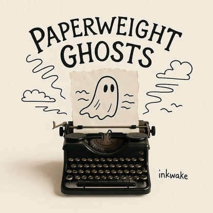 Example output from the Real Objects With Doodle Album Covers ChatGPT prompt: surreal album covers. Paperweight Ghosts.