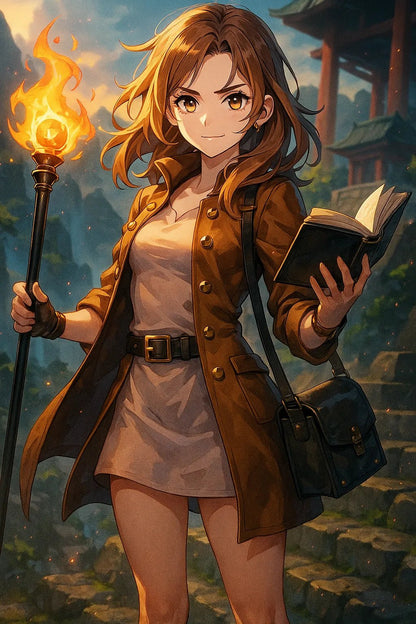 Example output from the Real Photo to Anime Hero ChatGPT prompt: Elemental Battle Mage
