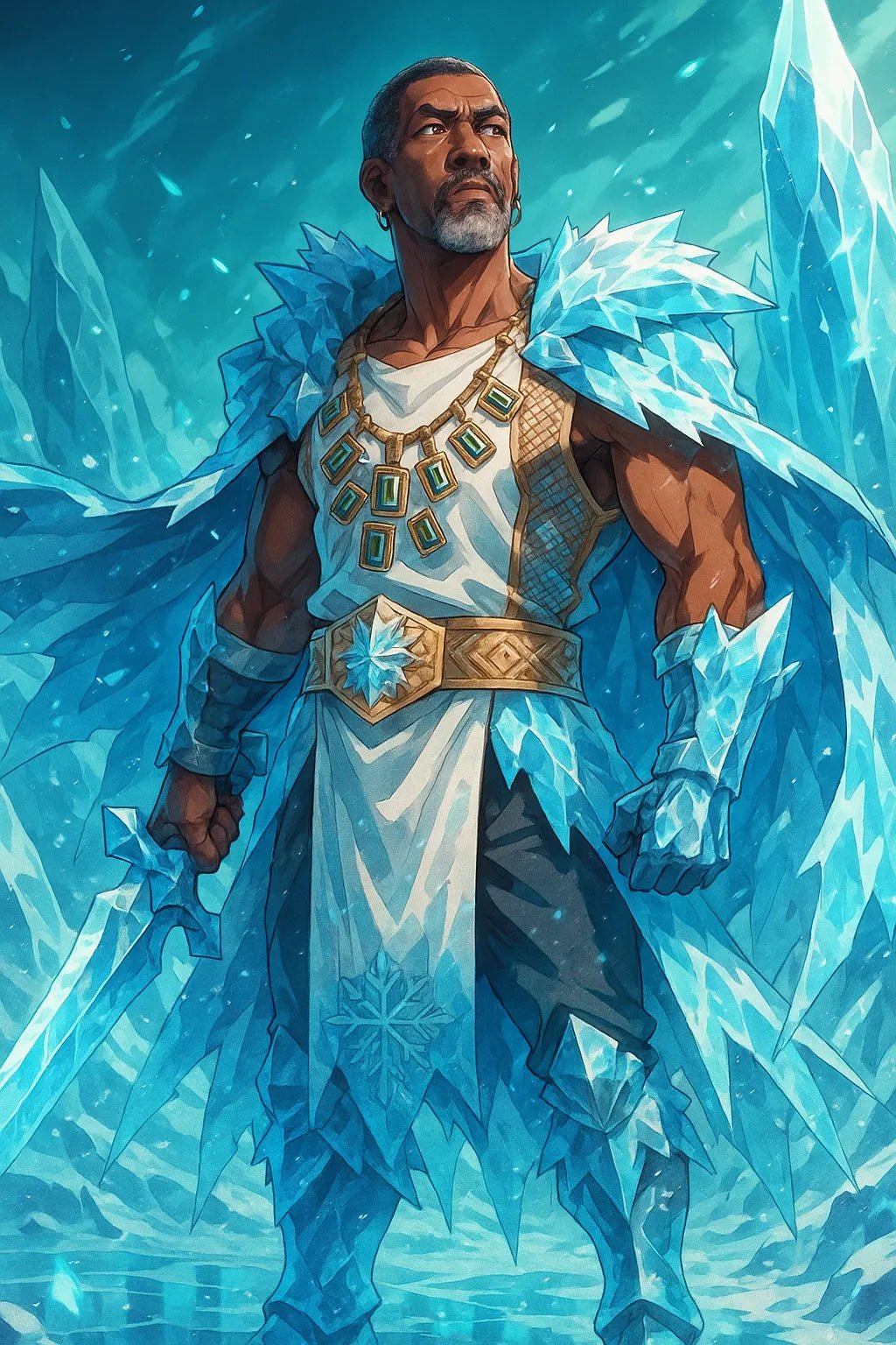 Example output from the Real Photo to Anime Hero ChatGPT prompt: Ice Warrior
