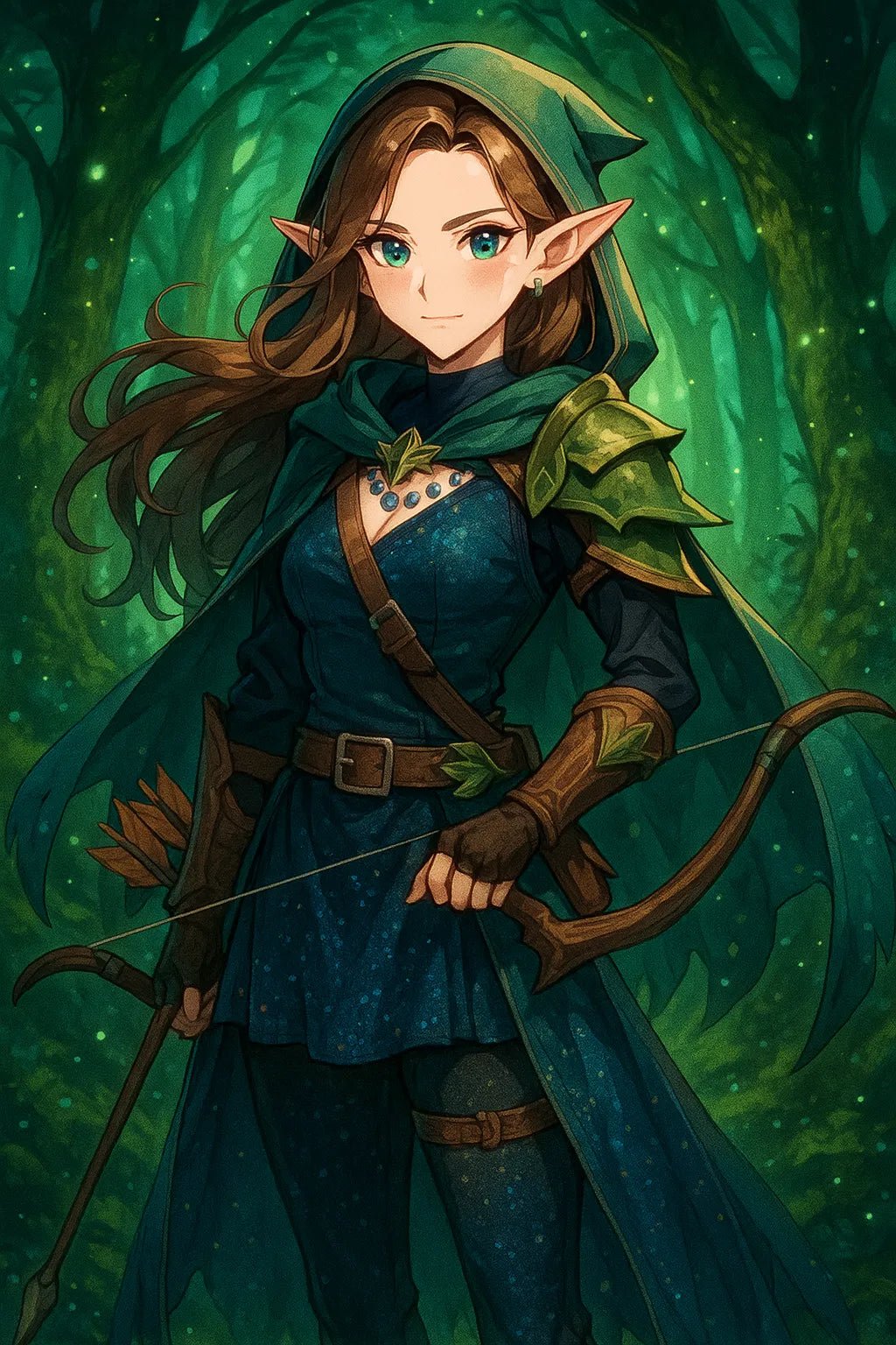 Example output from the Real Photo to Anime Hero ChatGPT prompt: Wood Land Ranger