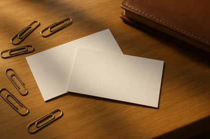 Example output from the Realistic Business Card Mockups ChatGPT prompt: premium business card scenes. Preview 2.
