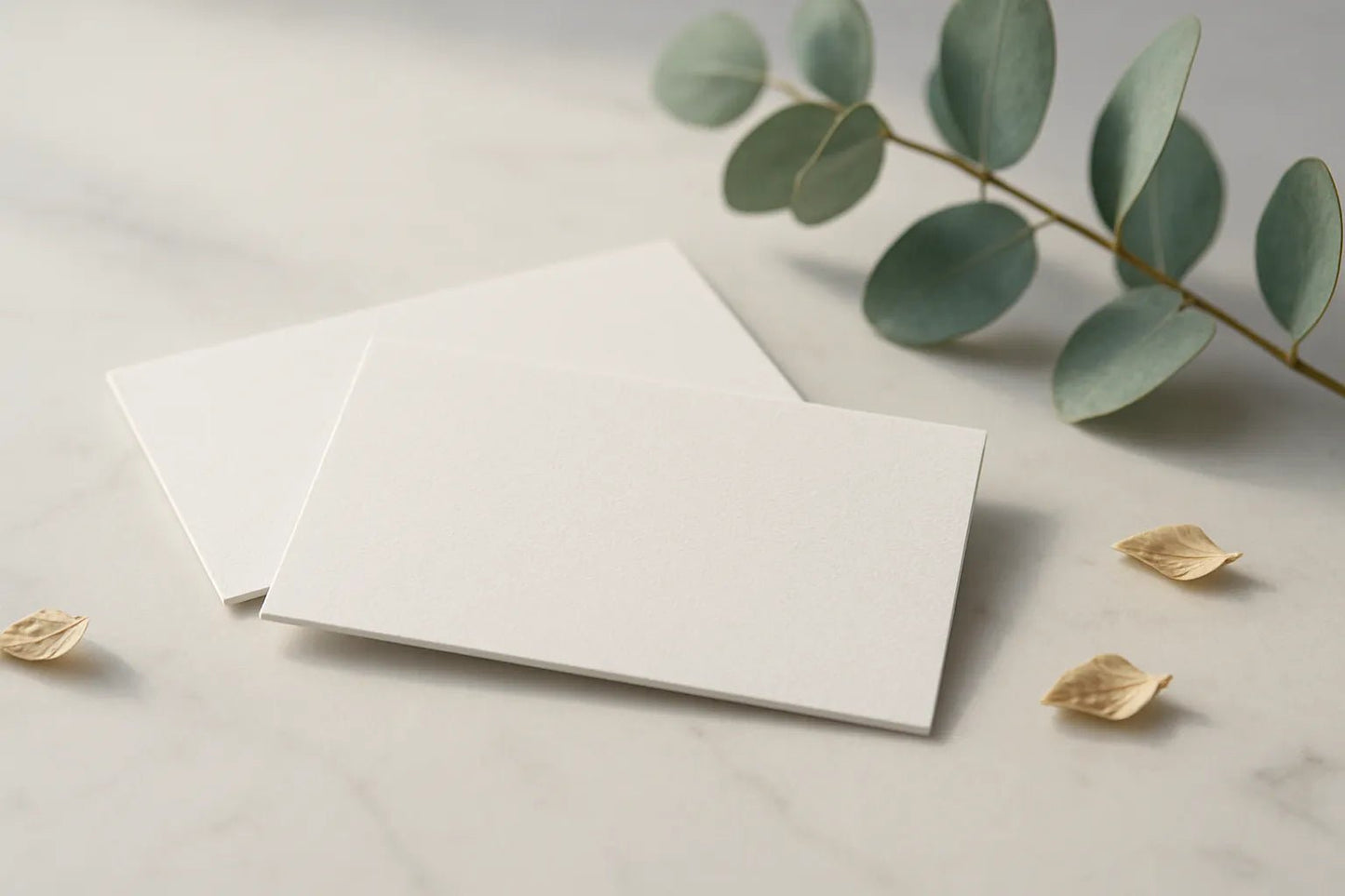 Example output from the Realistic Business Card Mockups ChatGPT prompt: premium business card scenes. Preview 3.
