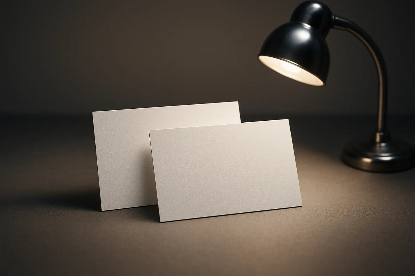 Example output from the Realistic Business Card Mockups ChatGPT prompt: premium business card scenes. Preview 4.