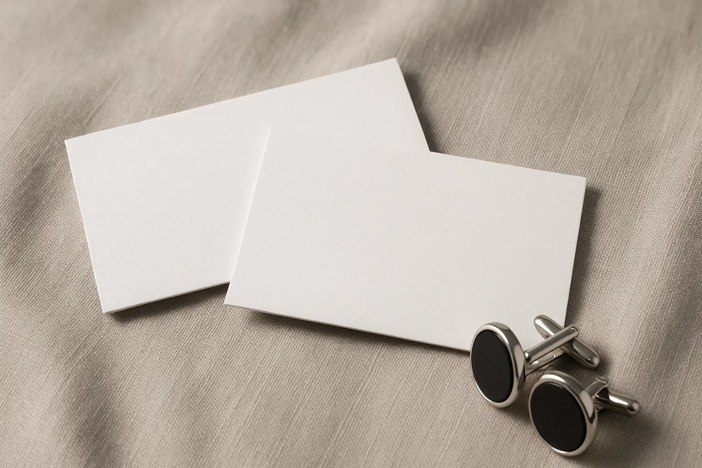 Example output from the Realistic Business Card Mockups ChatGPT prompt: premium business card scenes. Preview 8.