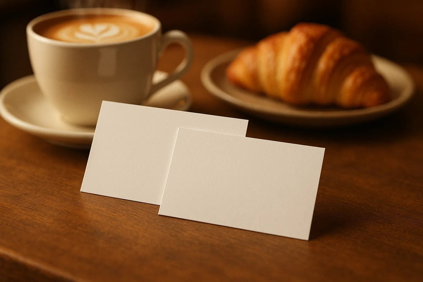 Example output from the Realistic Business Card Mockups ChatGPT prompt: premium business card scenes. Preview 9.