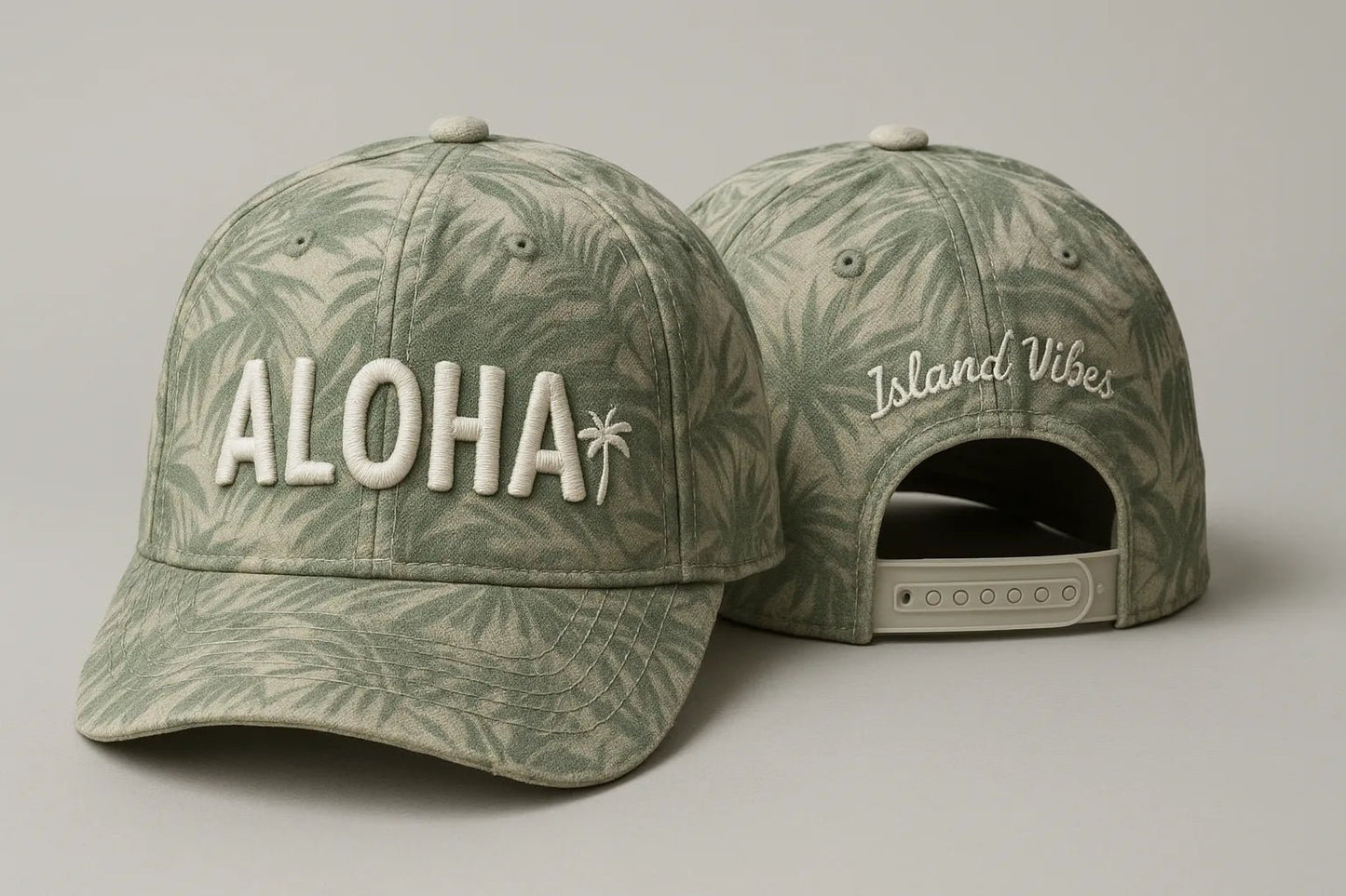 Example output from the Realistic Snapback Cap Design Mockup ChatGPT prompt: Aloha