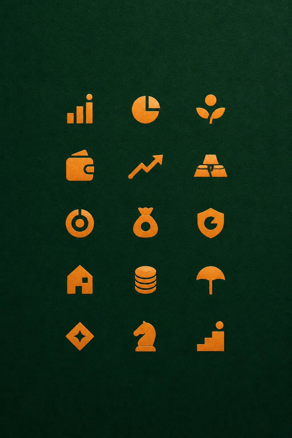 Example output from the Refined Micro Icon Grids ChatGPT prompt: a wealth icon grid with refined minimalist symbols, balanced spacing and premium editorial composition.