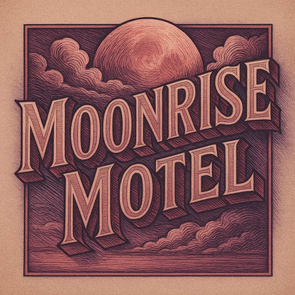 Example output from the Retro 3D Logo Illustrations ChatGPT prompt: ornate vintage-style title card. Moonrise Motel.