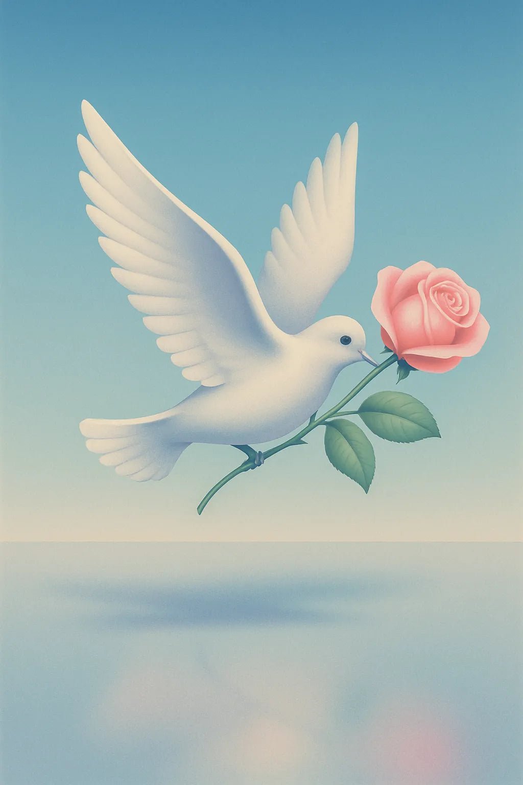 Example output from the Retro Futuristic 1980s Still Life ChatGPT prompt: Bird with Rose
