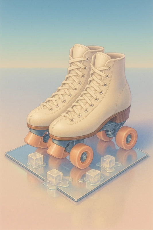 Example output from the Retro Futuristic 1980s Still Life ChatGPT prompt: Roller Skates