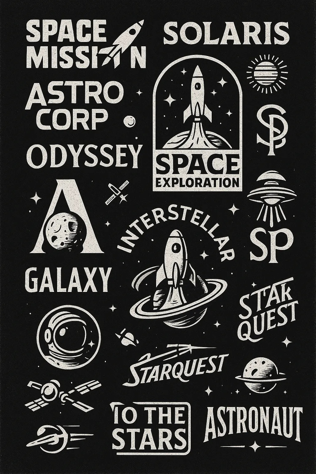 Example output from the Retro Logos Bundle Graphics Packs ChatGPT prompt: Space Mission