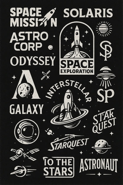Example output from the Retro Logos Bundle Graphics Packs ChatGPT prompt: Space Mission