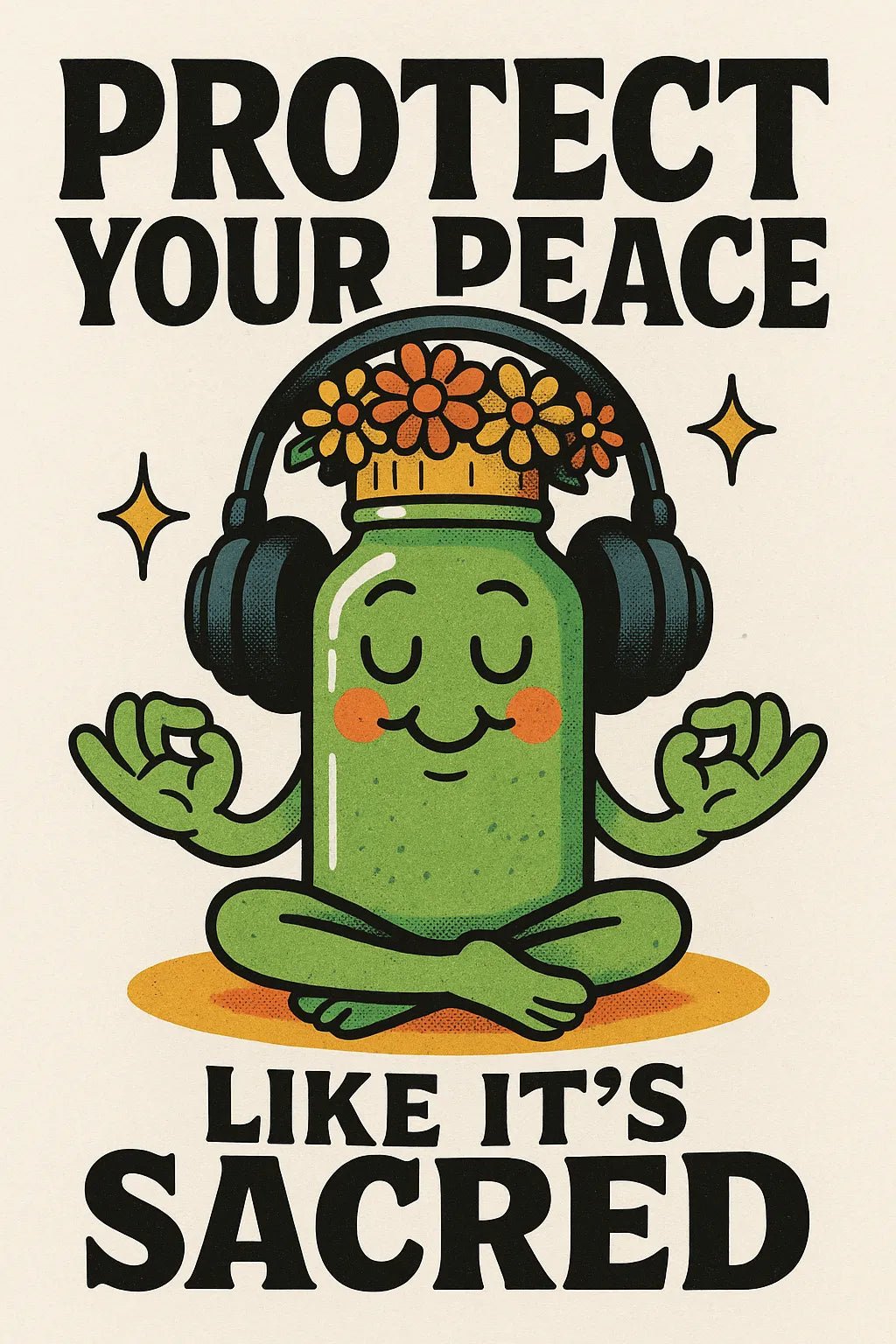Example output from the Retro Quote Prints Posters With Characters ChatGPT prompt: bold motivational quotes paired with retro cartoon figures, serigraph textures, and vibrant ink outlines—perfect for posters, merch, and editorial use. Preview 3.