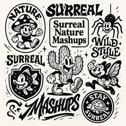 Example output from the Retro Streetwear Collage Graphics ChatGPT prompt: Surreal Nature