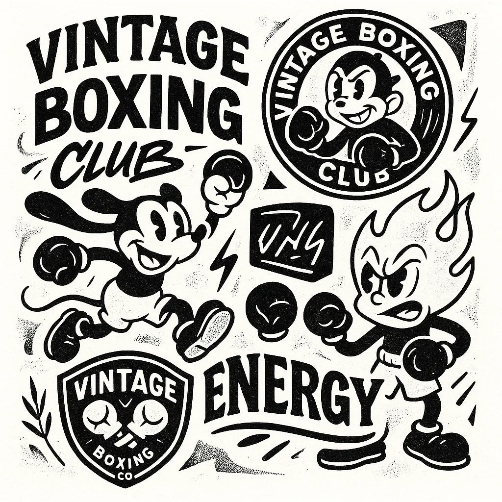 Example output from the Retro Streetwear Collage Graphics ChatGPT prompt: Vintage Boxing Club