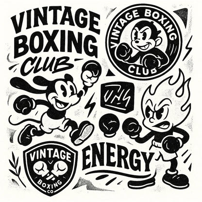 Example output from the Retro Streetwear Collage Graphics ChatGPT prompt: Vintage Boxing Club