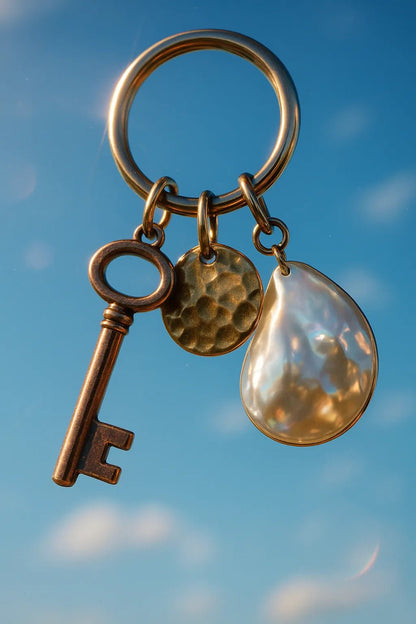 Example output from the Sky Floating Keychain CGI ChatGPT prompt: Antique Copper Key.