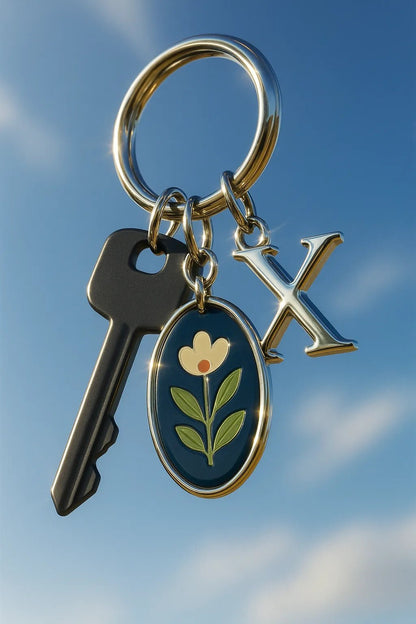 Example output from the Sky Floating Keychain CGI ChatGPT prompt: Matte Black Modern Key.