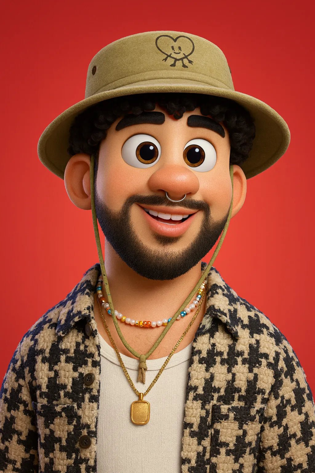 Example output from the Smooth 3D Cartoon Style Portraits ChatGPT prompt: Bad Bunny