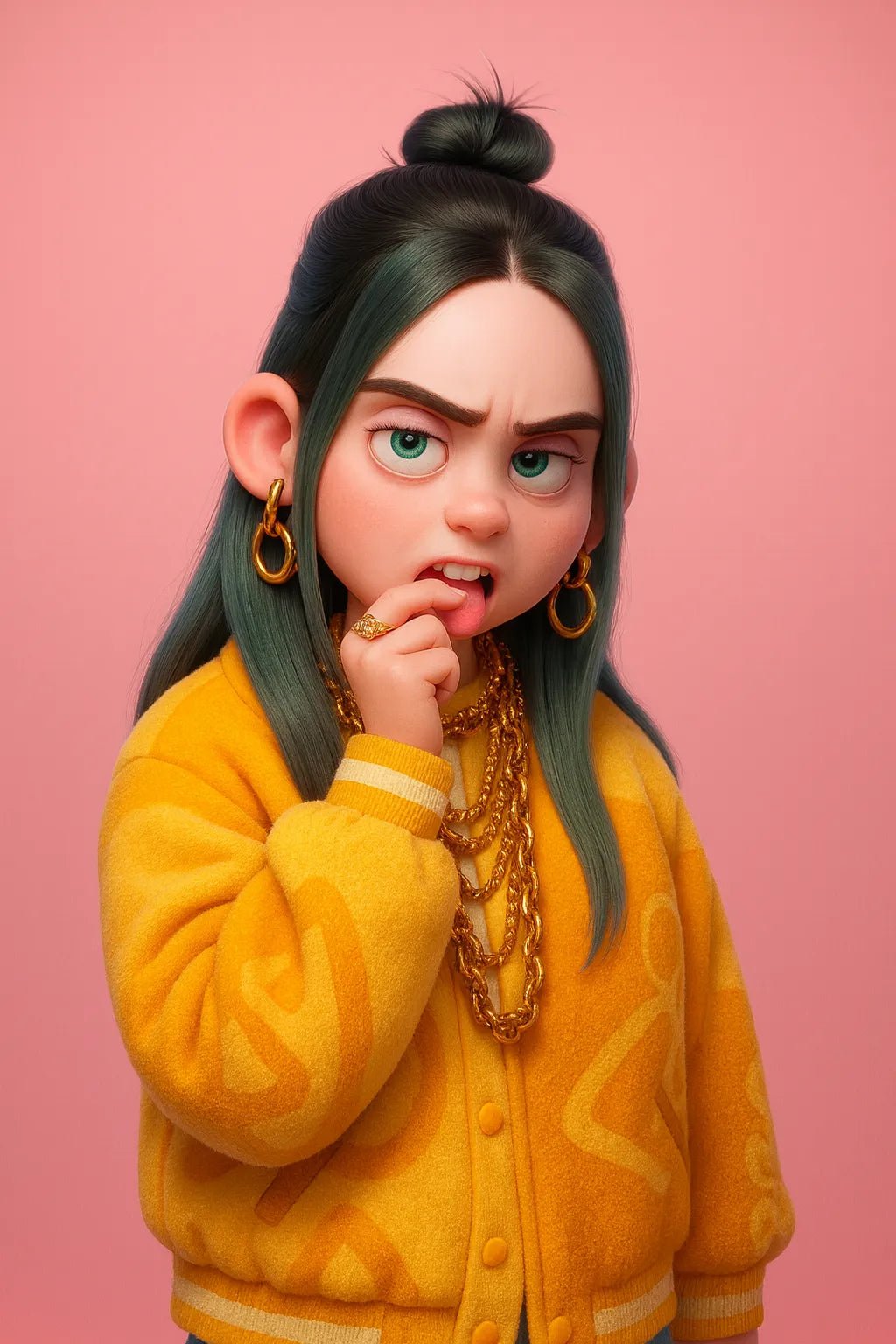 Example output from the Smooth 3D Cartoon Style Portraits ChatGPT prompt: Billie Eilish