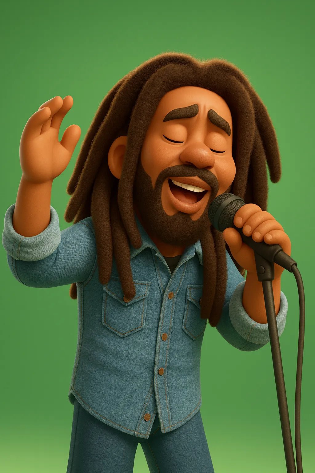 Example output from the Smooth 3D Cartoon Style Portraits ChatGPT prompt: Bob Marley.