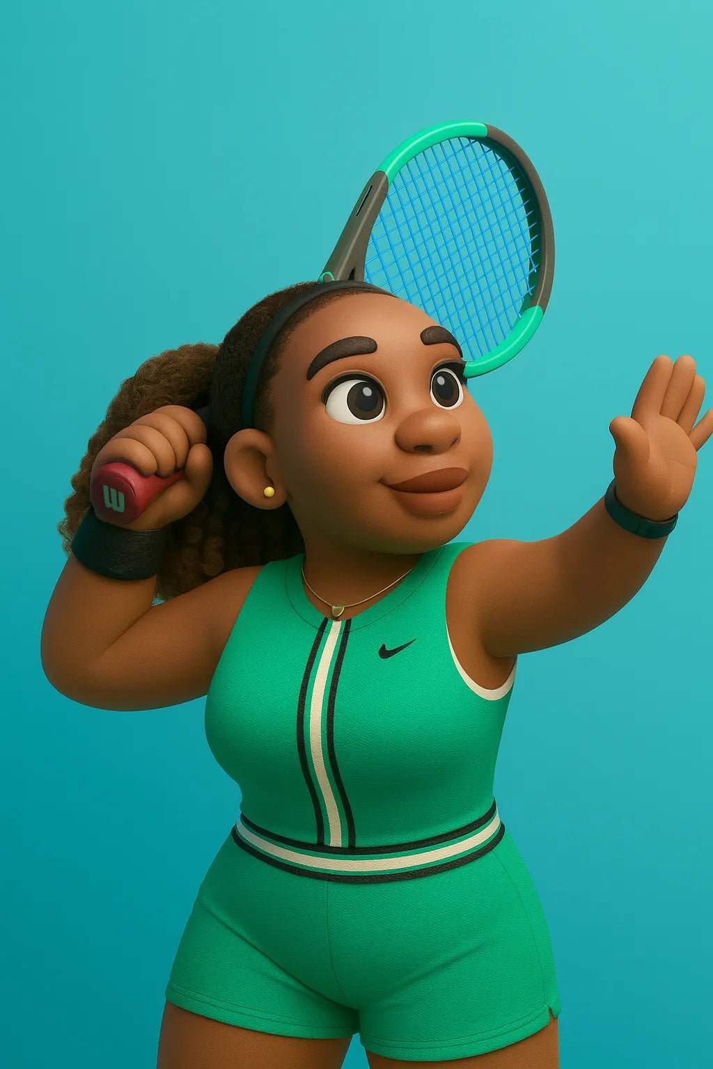 Example output from the Smooth 3D Cartoon Style Portraits ChatGPT prompt: Serena Williams.
