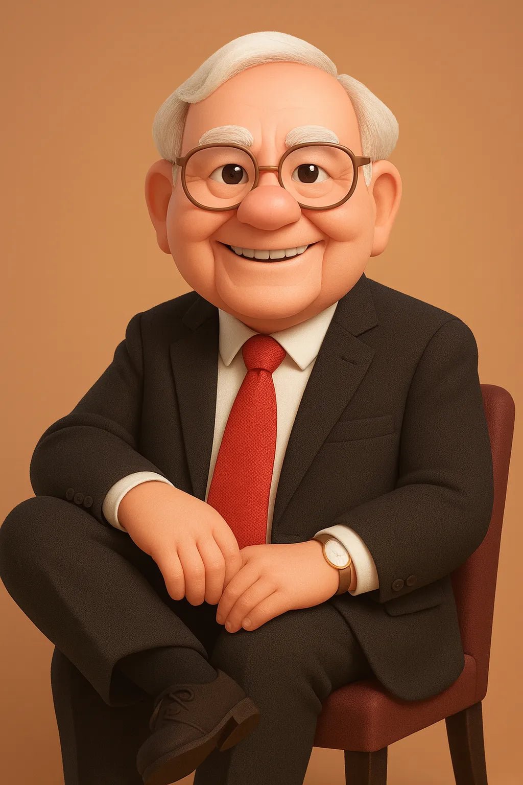 Example output from the Smooth 3D Cartoon Style Portraits ChatGPT prompt: Warren Buffett.