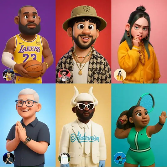 Example output from the Smooth 3D Cartoon Style Portraits ChatGPT prompt: stylized 3D cartoon portraits with realistic textures, fabric details, expressive faces, and bright backgrounds.