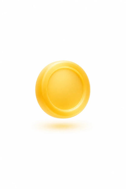 Example output from the Soft Frosted Glass Icon Objects ChatGPT prompt: a frosted glass 3D icon of a yellow coin with soft diffusion and a gentle shadow on white.