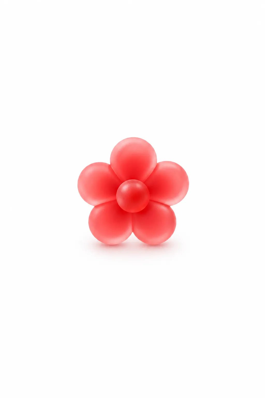 Example output from the Soft Frosted Glass Icon Objects ChatGPT prompt: a frosted glass 3D icon of a red flower with soft diffusion and a gentle shadow on white.