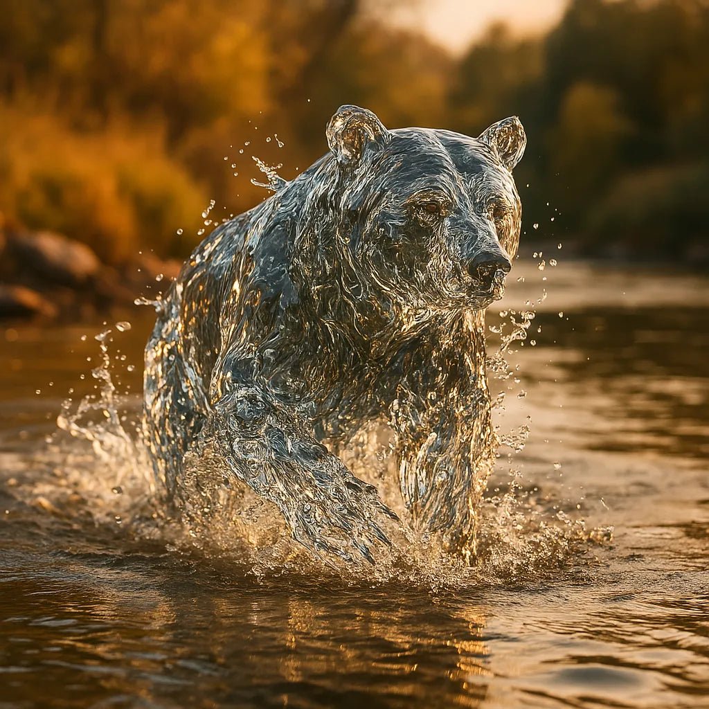 Example output from the Splash Sculptures Animals Made Of Water ChatGPT prompt: Grizzly Bear.