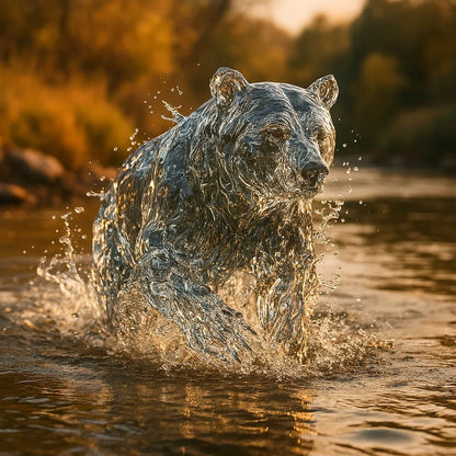 Example output from the Splash Sculptures Animals Made Of Water ChatGPT prompt: Grizzly Bear.