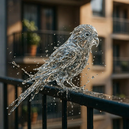 Example output from the Splash Sculptures Animals Made Of Water ChatGPT prompt: Parrot.
