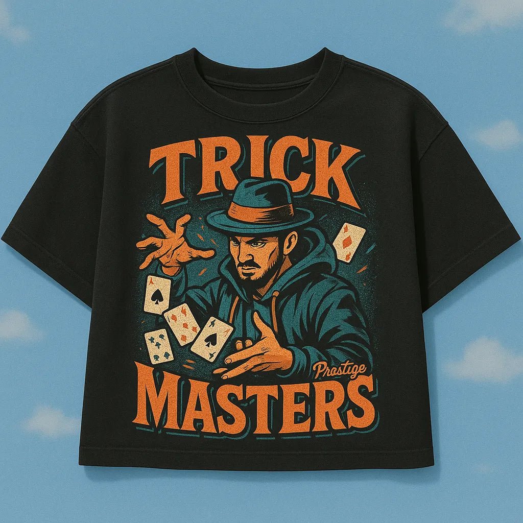 Example output from the Streetwear Black T-Shirt Design ChatGPT prompt: Trick Masters