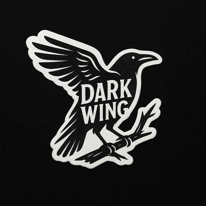 Example output from the Striking Black White Sticker Designs ChatGPT prompt: Dark Wing