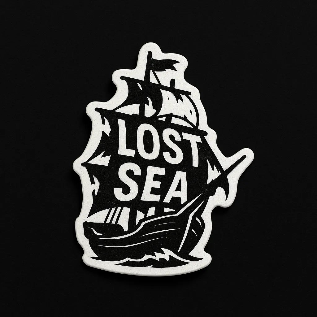 Example output from the Striking Black White Sticker Designs ChatGPT prompt: Lost Sea