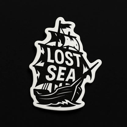 Example output from the Striking Black White Sticker Designs ChatGPT prompt: Lost Sea