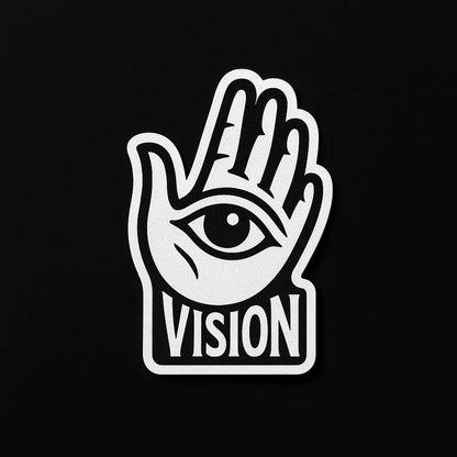 Example output from the Striking Black White Sticker Designs ChatGPT prompt: Vision