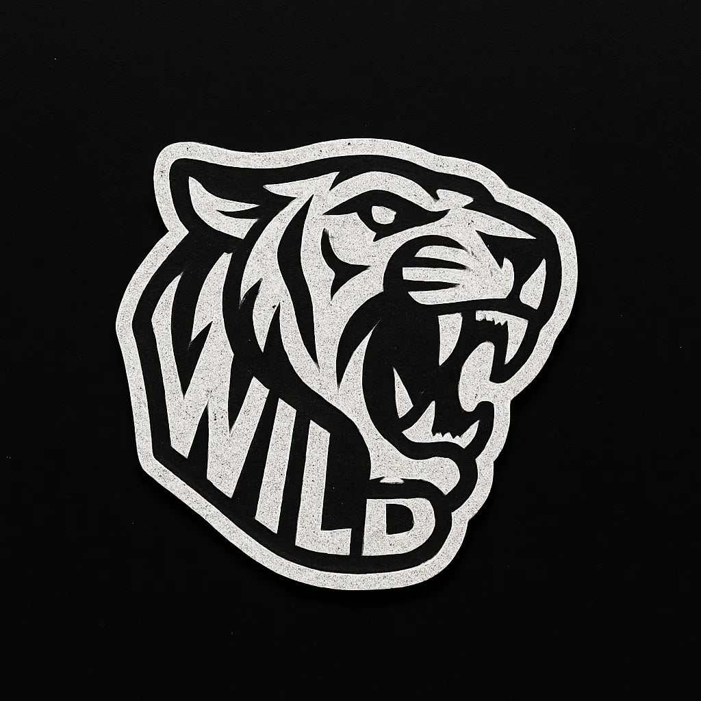 Example output from the Striking Black White Sticker Designs ChatGPT prompt: Wild