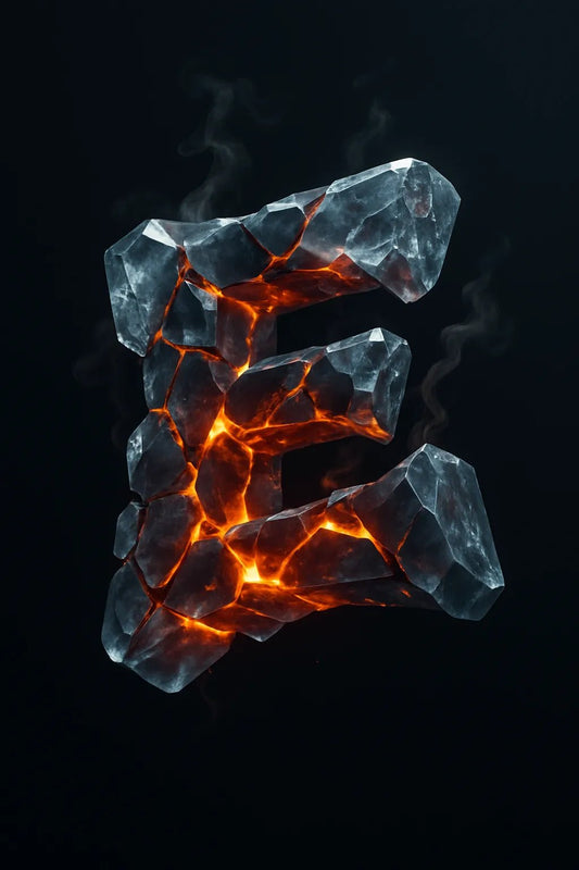 Example output from the Stunning 3D Letters With Rich Materials ChatGPT prompt: E