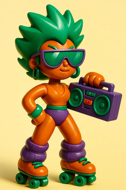Example output of stylized 3D cartoon toy portraits: Retro Roller.