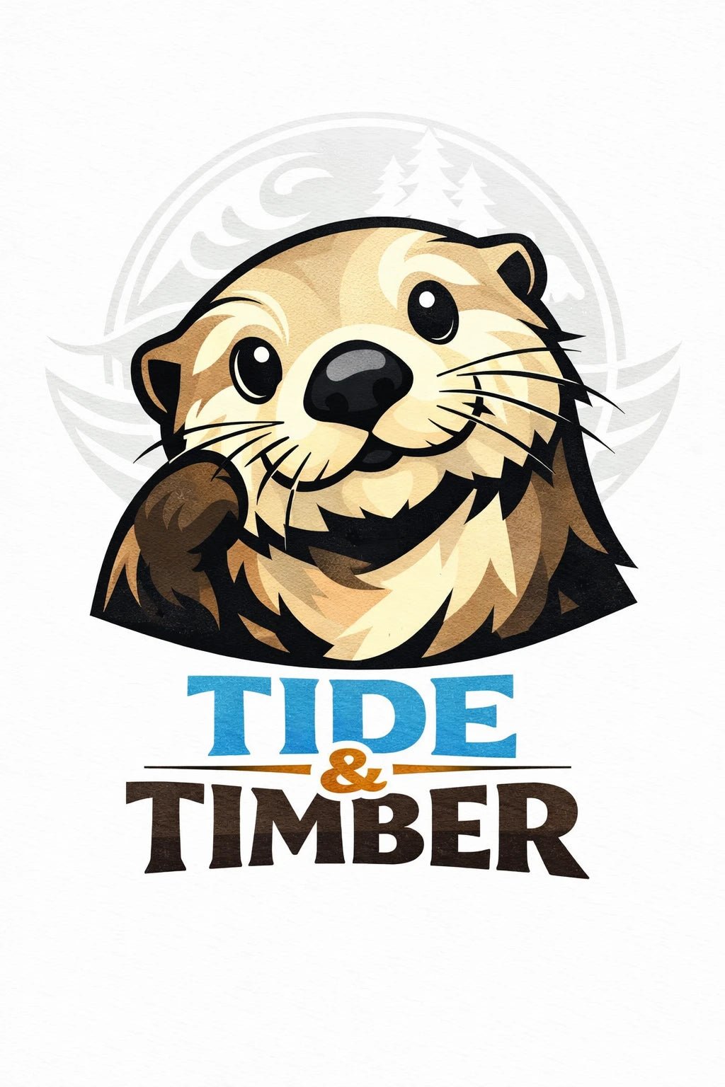Example output from the Stylized Mascot Bust Logo Designs ChatGPT prompt: a Tide and Timber mascot bust logo in flat planes with soft gradients and a premium vector finish.