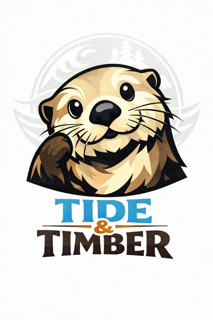 Example output from the Stylized Mascot Bust Logo Designs ChatGPT prompt: a Tide and Timber mascot bust logo in flat planes with soft gradients and a premium vector finish.